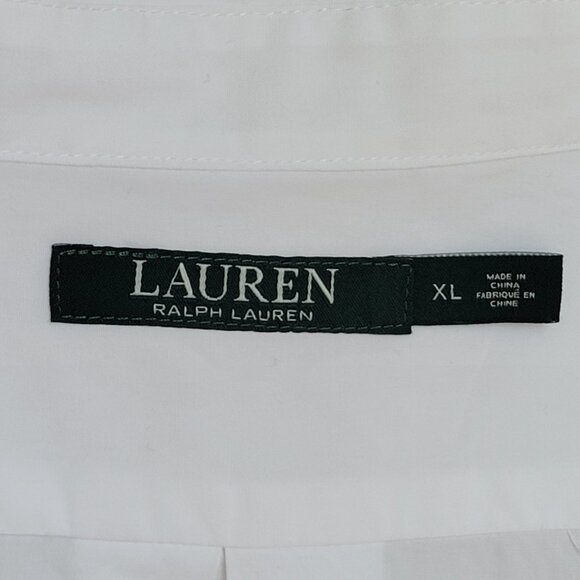 Lauren Ralph Lauren Women White Cotton Long Sleeve Half Button Down Shirt Sz XL - Picture 6 of 16